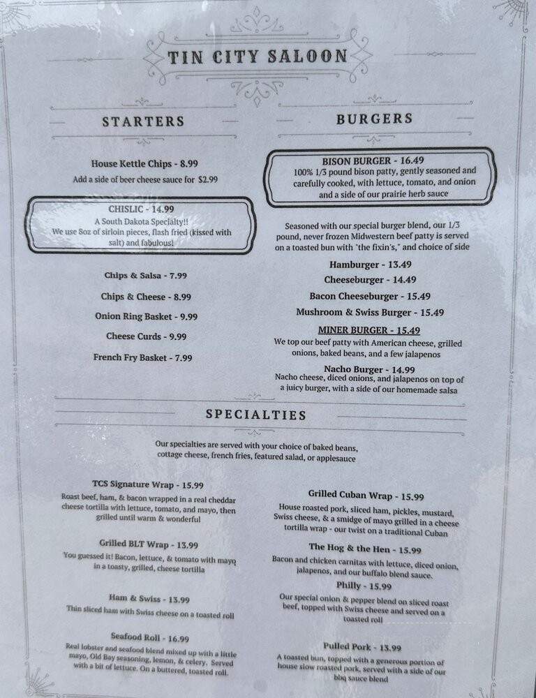 Mangy Moose Saloon - Hill City, SD menu_pic