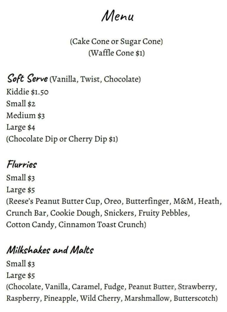 Dairy King - Beulah, MI menu_pic
