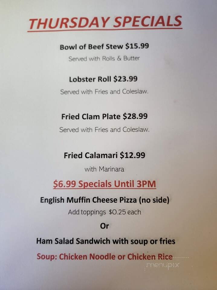 Crows Nest Pub and Grill - Plaistow, NH menu_pic