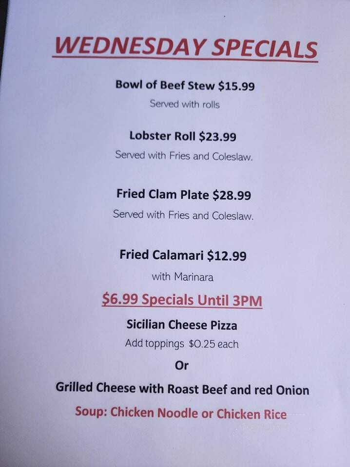 Crows Nest Pub and Grill - Plaistow, NH menu_pic