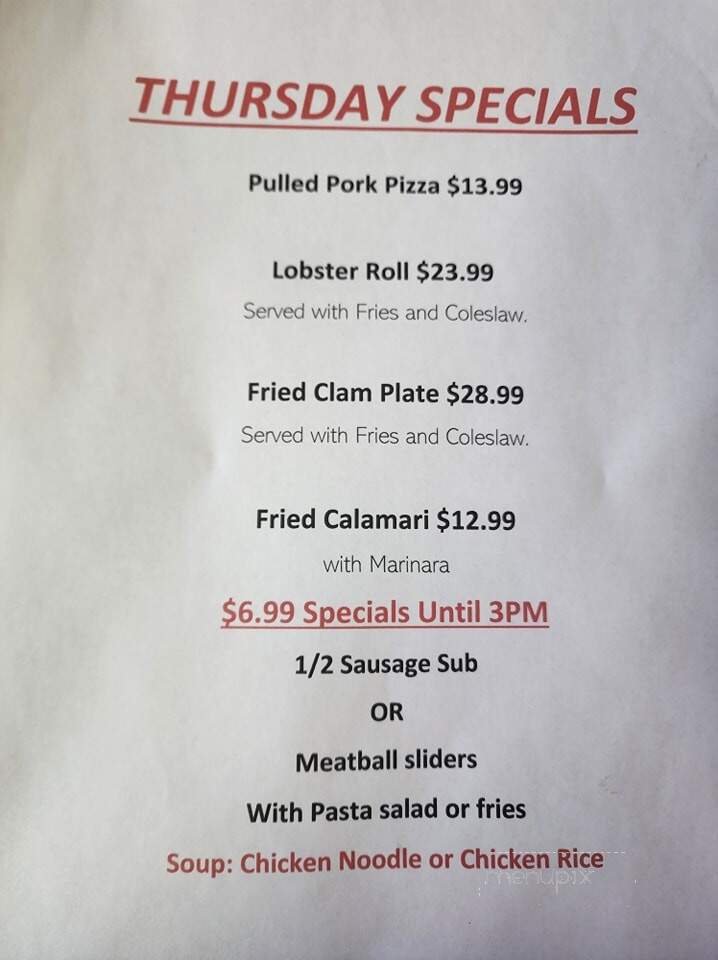 Crows Nest Pub and Grill - Plaistow, NH menu_pic