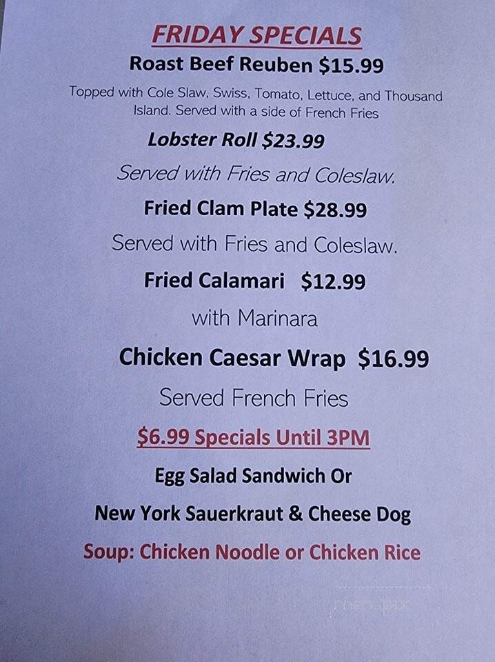 Crows Nest Pub and Grill - Plaistow, NH menu_pic