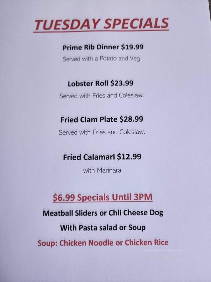 Crows Nest Pub and Grill - Plaistow, NH menu_pic