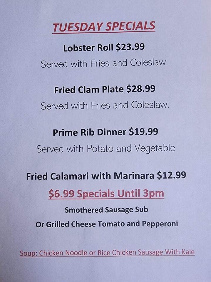 Crows Nest Pub and Grill - Plaistow, NH menu_pic