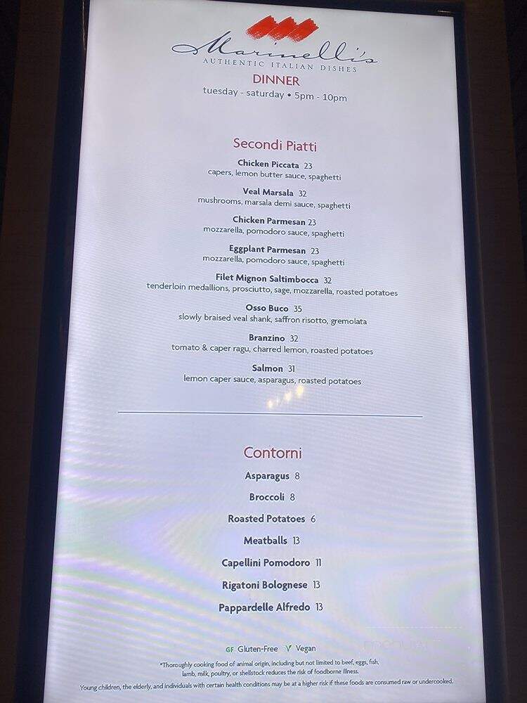 Marinelli's Pasta Bar - Henderson, NV menu_pic