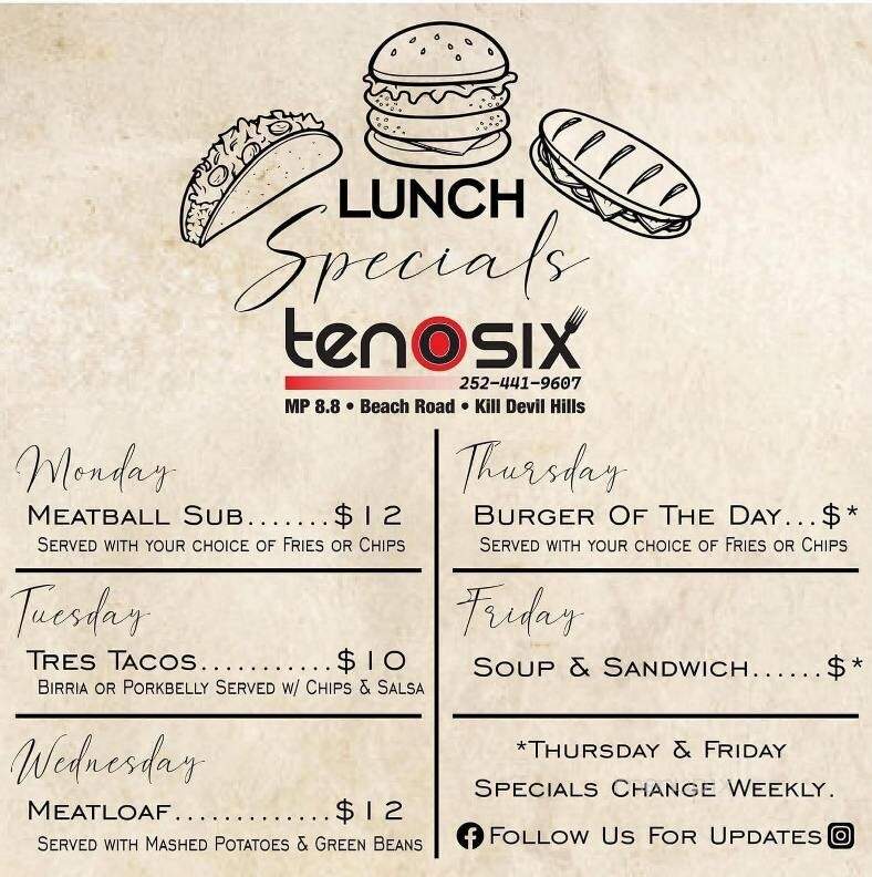 Ten O Six - Kill Devil Hills, NC menu_pic