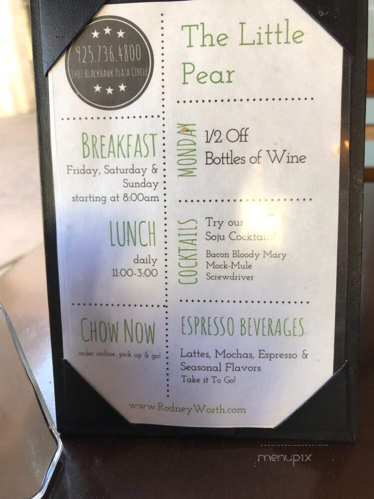 The Little Pear - Danville, CA menu_pic