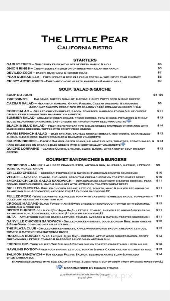 The Little Pear - Danville, CA menu_pic