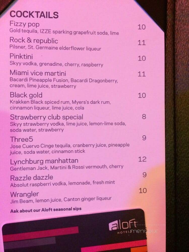 Aloft - Oklahoma City, OK menu_pic