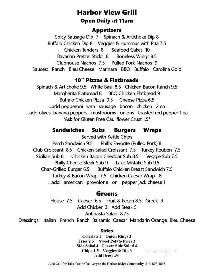 Harbor View Grill - Erie, PA menu_pic