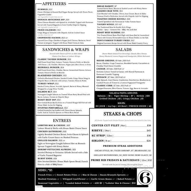 6 Mile Chop House - Lawrence, KS menu_pic