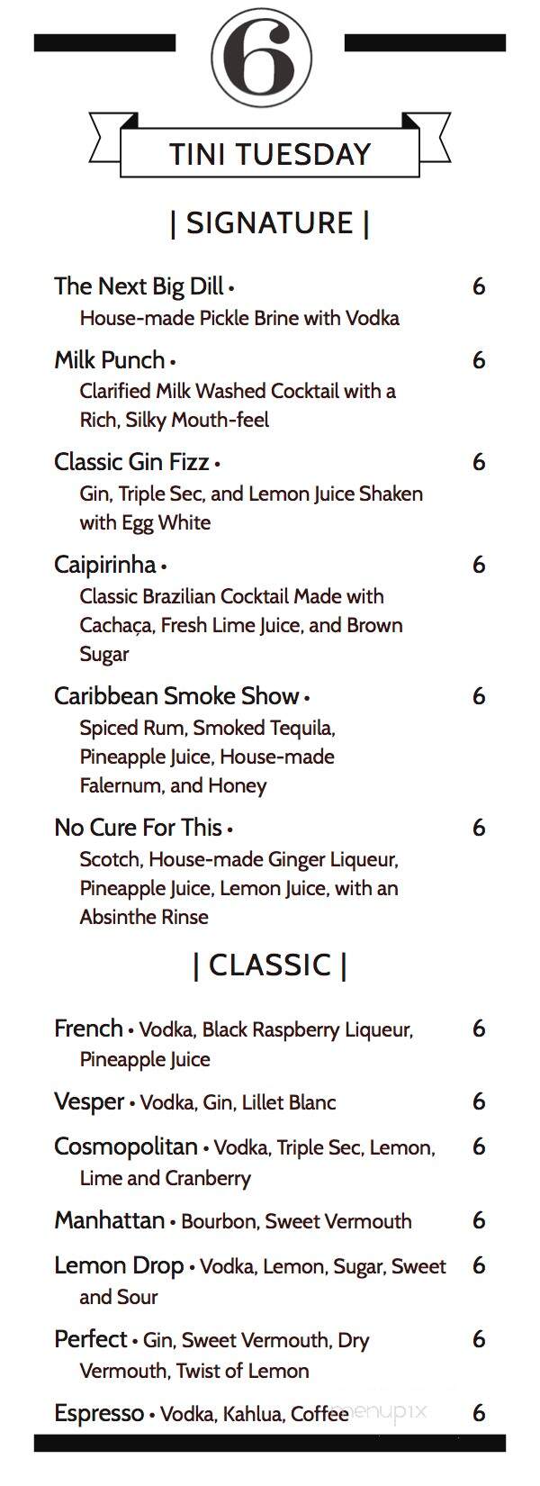 6 Mile Chop House - Lawrence, KS menu_pic