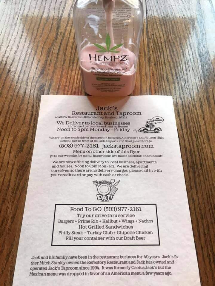 Jack's Tap Room and Quarterback Bar - Portland, OR menu_pic