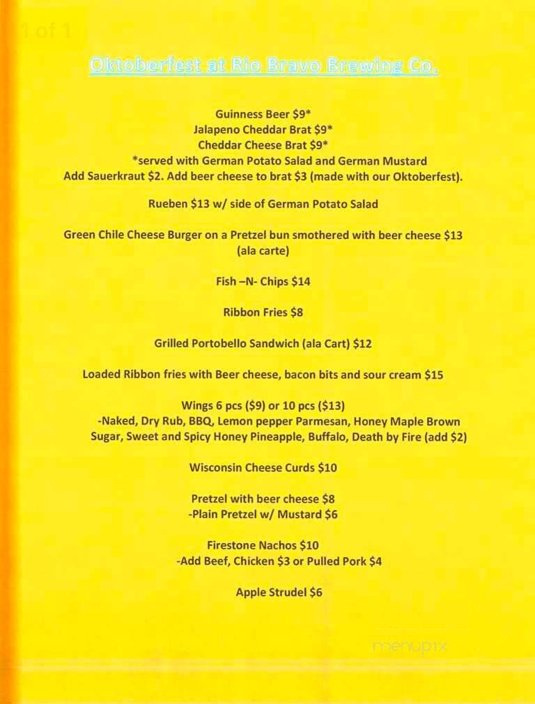 Rio Bravo Brewing Company - Albuquerque, NM menu_pic