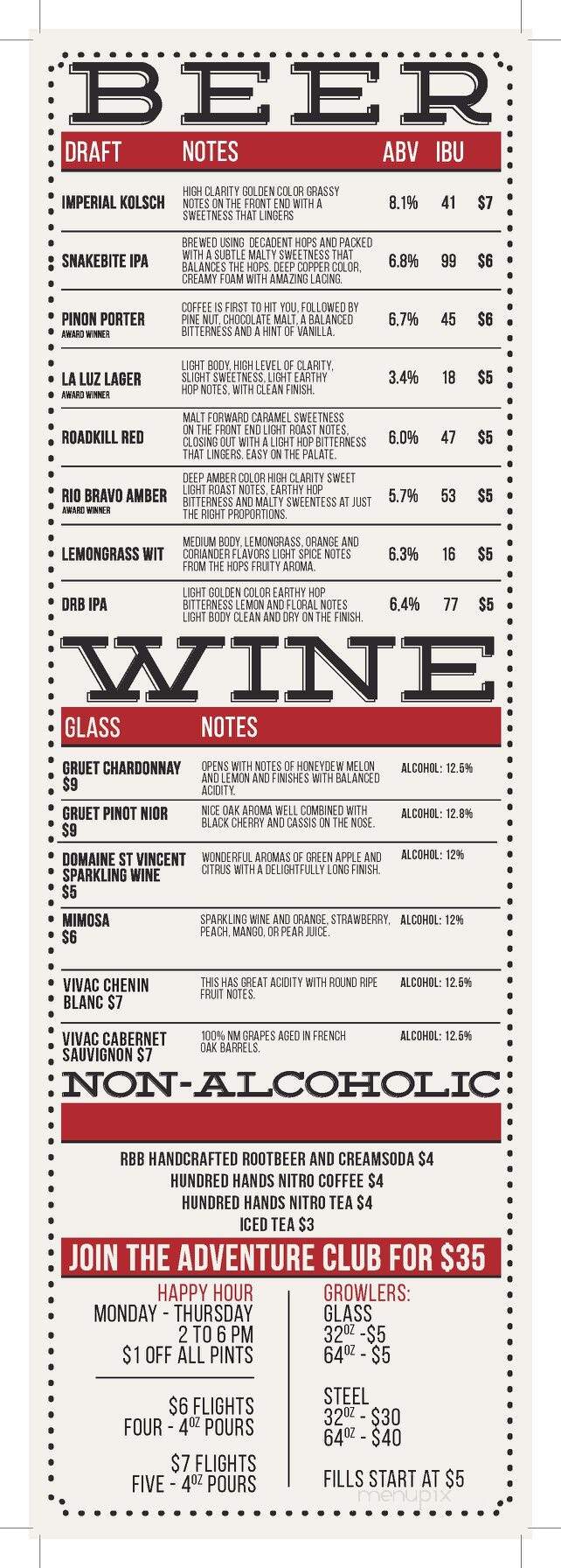 Rio Bravo Brewing Company - Albuquerque, NM menu_pic