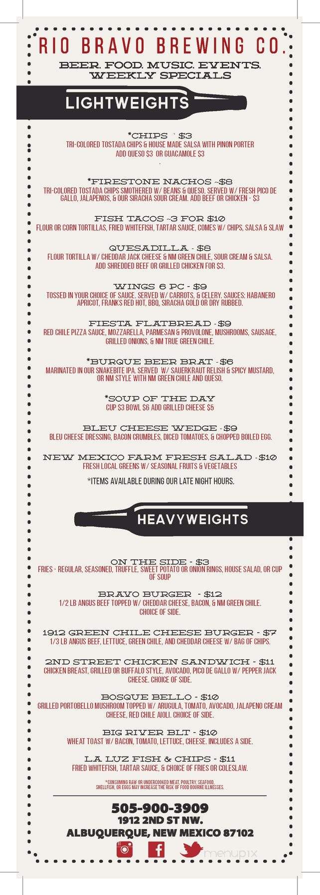 Rio Bravo Brewing Company - Albuquerque, NM menu_pic