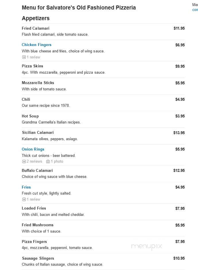 Salvatore's Pizza - Brockport, NY menu_pic