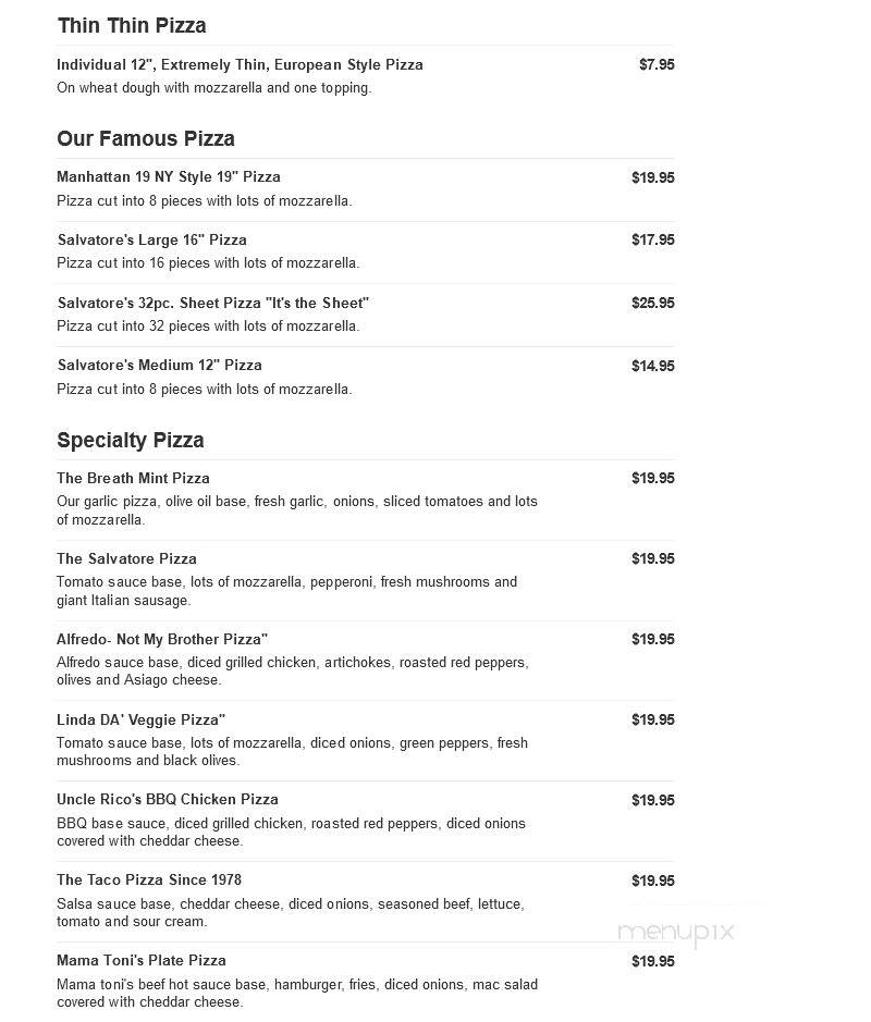 Salvatore's Pizza - Brockport, NY menu_pic