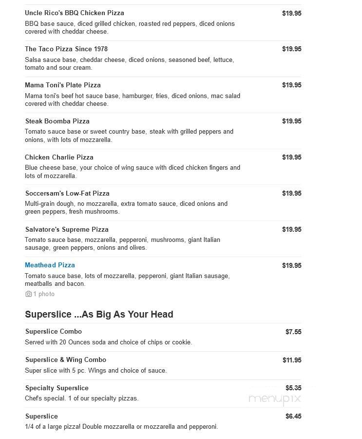 Salvatore's Pizza - Brockport, NY menu_pic