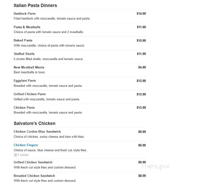 Salvatore's Pizza - Brockport, NY menu_pic