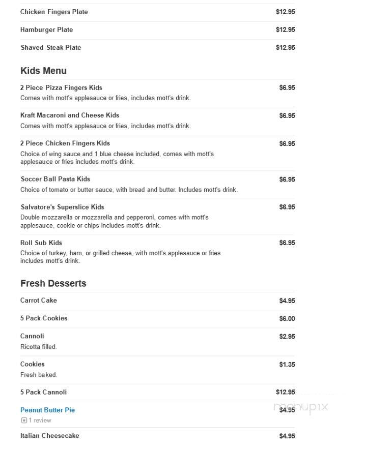 Salvatore's Pizza - Brockport, NY menu_pic