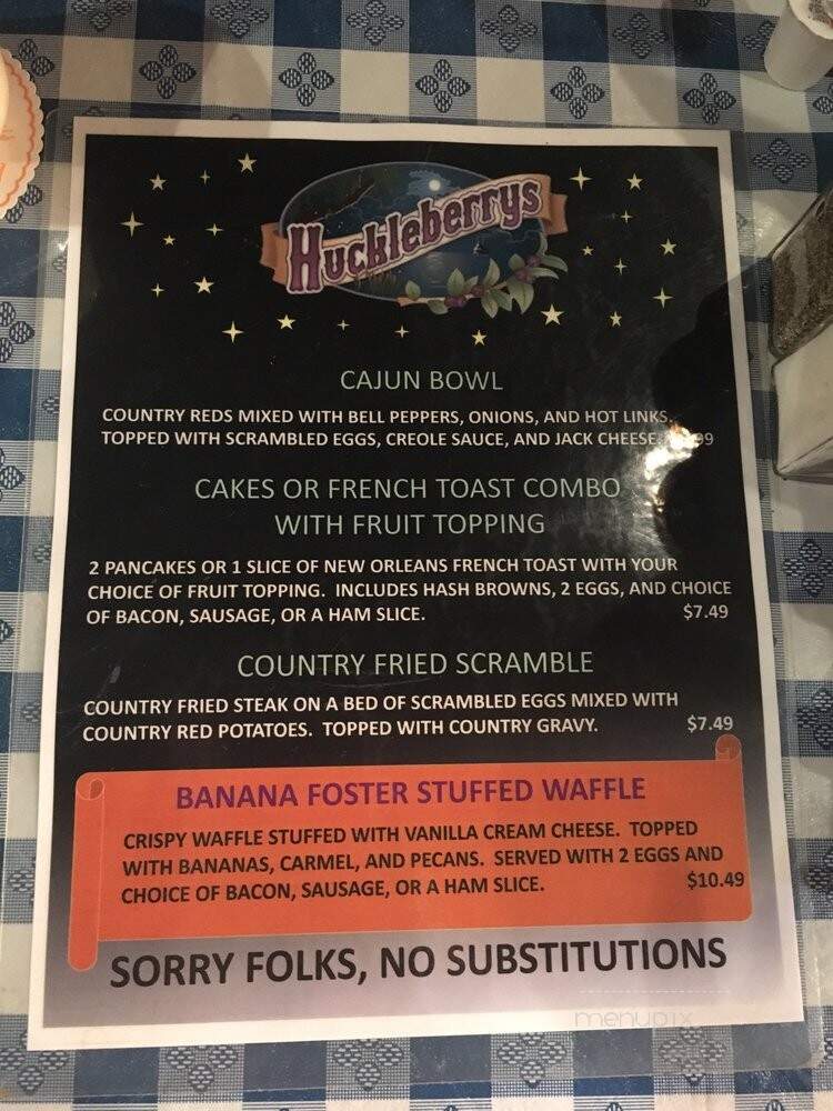 Huckleberry's - Benicia, CA menu_pic