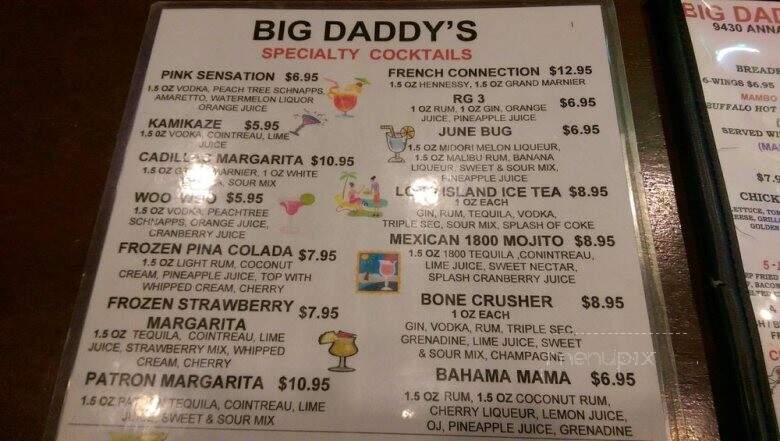 Big Daddy Bar & Grill - Lanham, MD menu_pic
