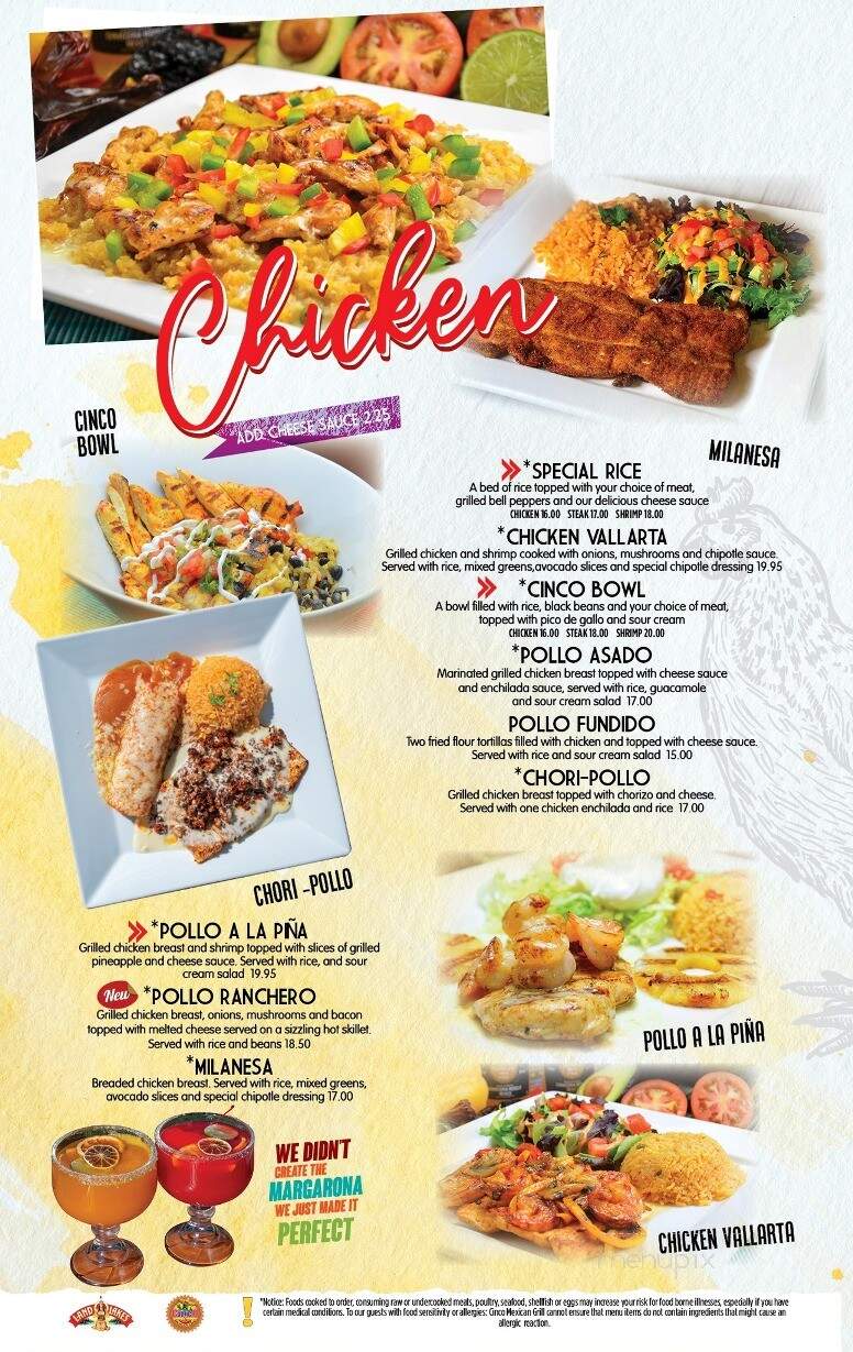 Cinco Mexican Grill - Bluffton, SC menu_pic