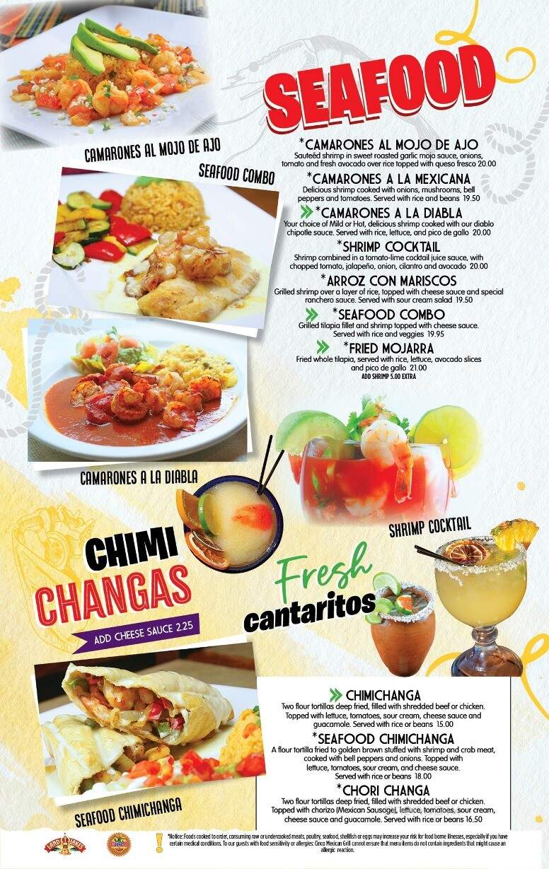 Cinco Mexican Grill - Bluffton, SC menu_pic