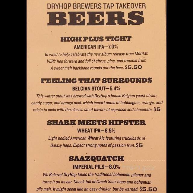 Empty Bottle - Chicago, IL menu_pic