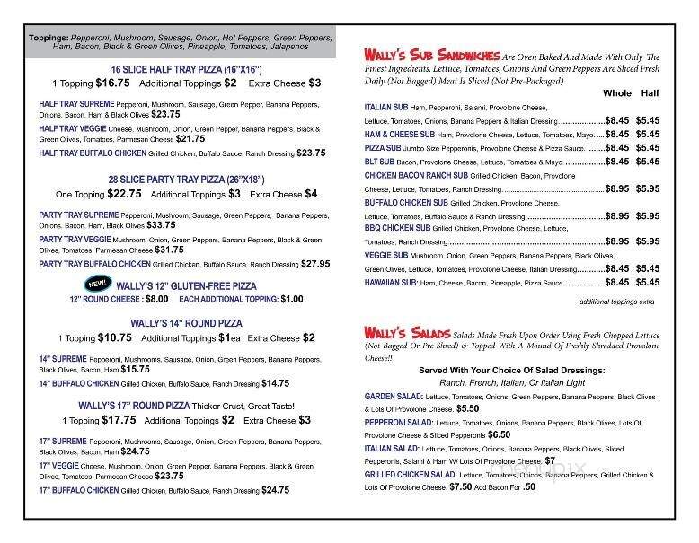 Wally's Old Fashioned Pizza & Subs - New Concord, OH menu_pic