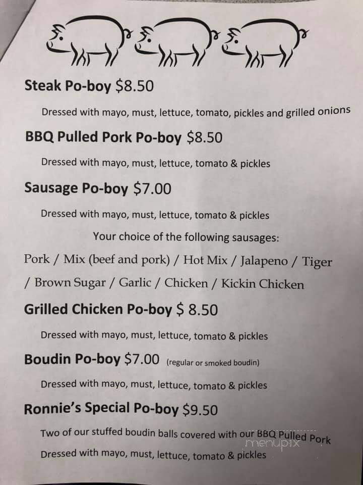 Ronnie's Boudin and Cracklin - Baton Rouge, LA menu_pic