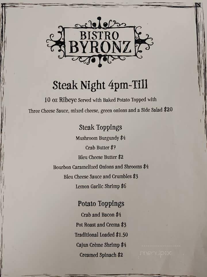 Bistro Byronz - Mandeville, LA menu_pic