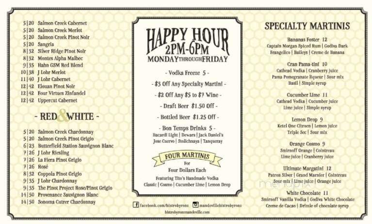 Bistro Byronz - Mandeville, LA menu_pic