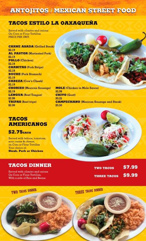 Taqueria la Oaxaquena - Jonesboro, GA menu_pic
