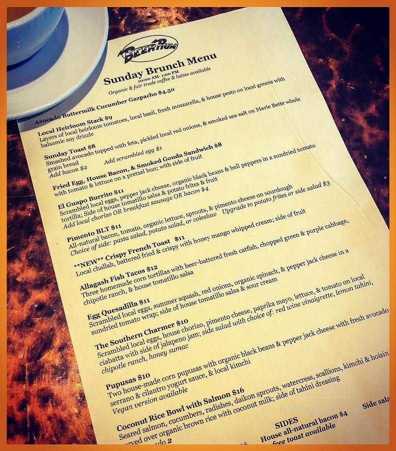 Beer Run - Charlottesville, VA menu_pic