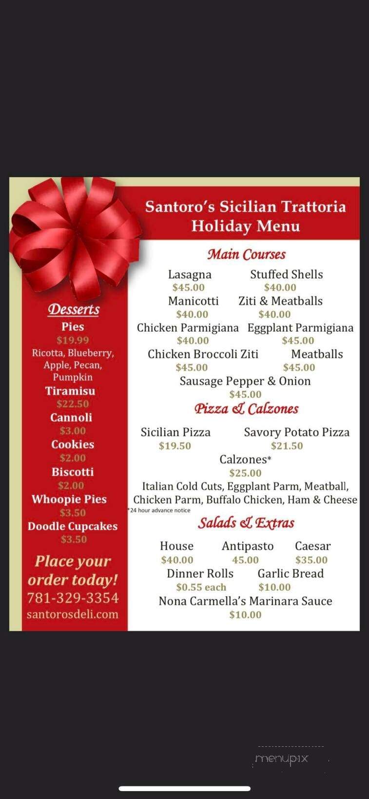 Santoro's Sicilian Trattoria - Dedham, MA