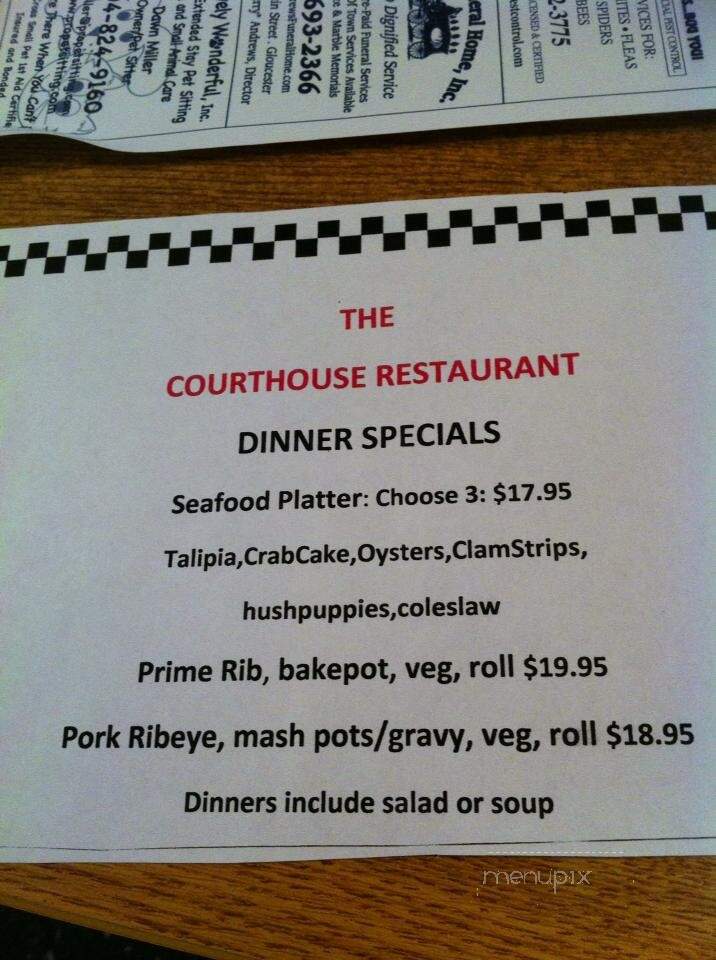 Courthouse Restaurant - Gloucester, VA menu_pic