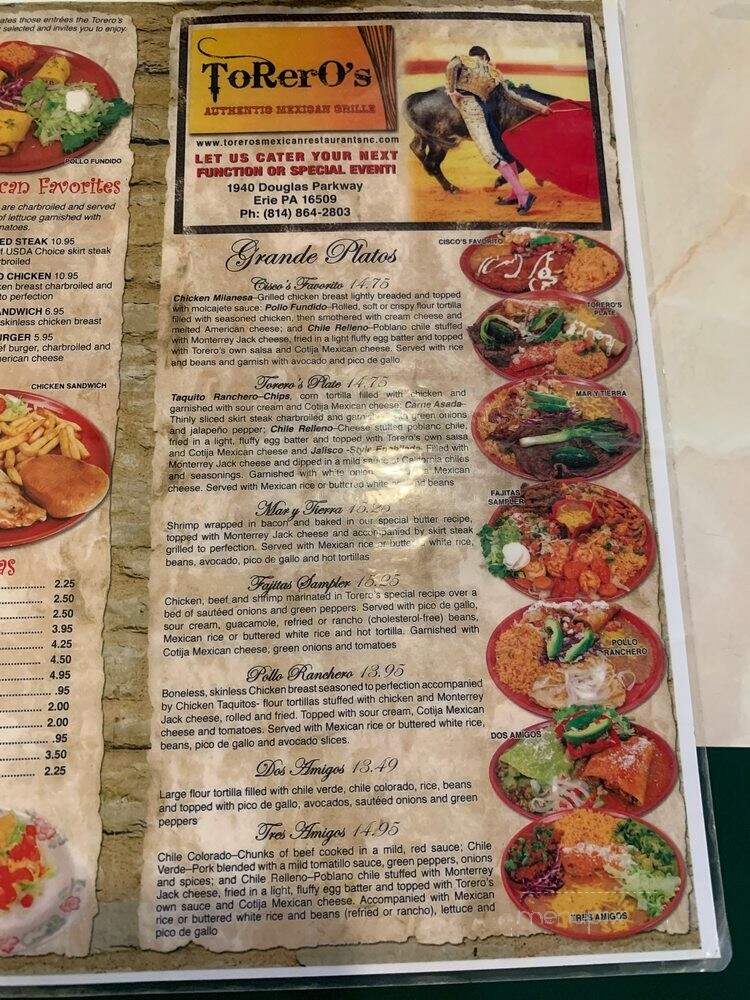 Torero's Mexican Restaurant - Erie, PA menu_pic