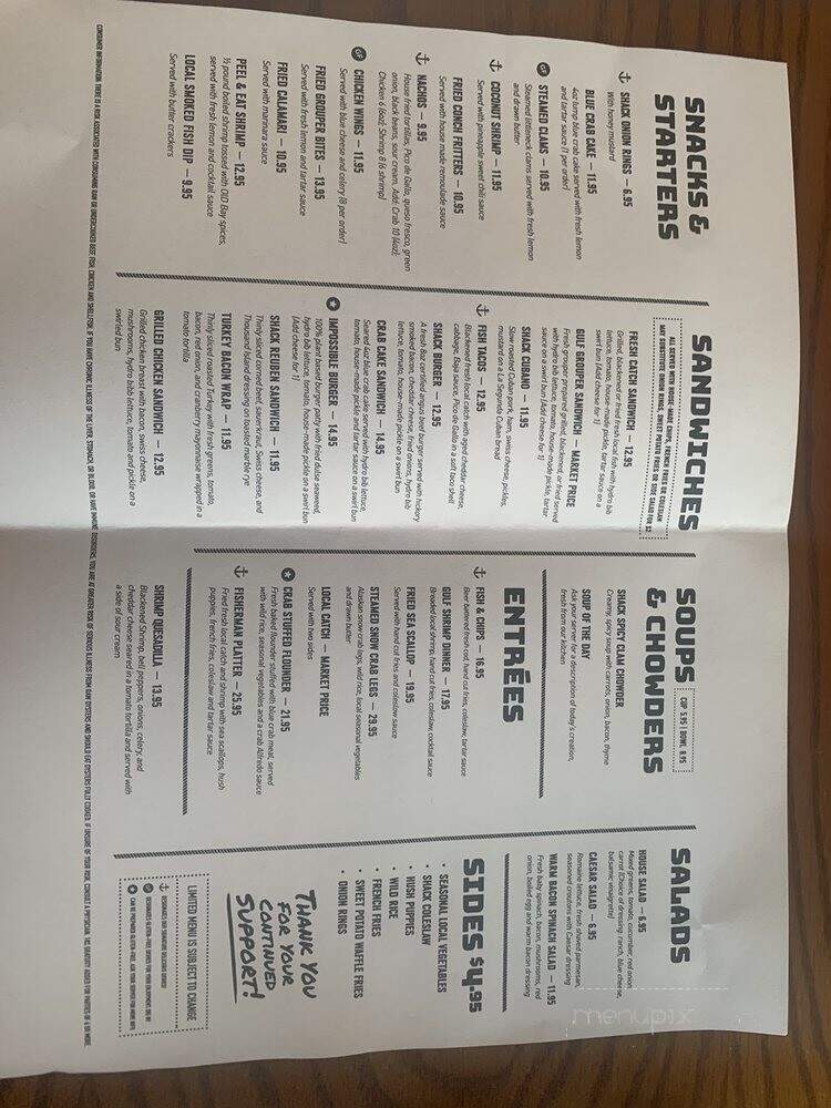 Seafood Shack - Cortez, FL menu_pic