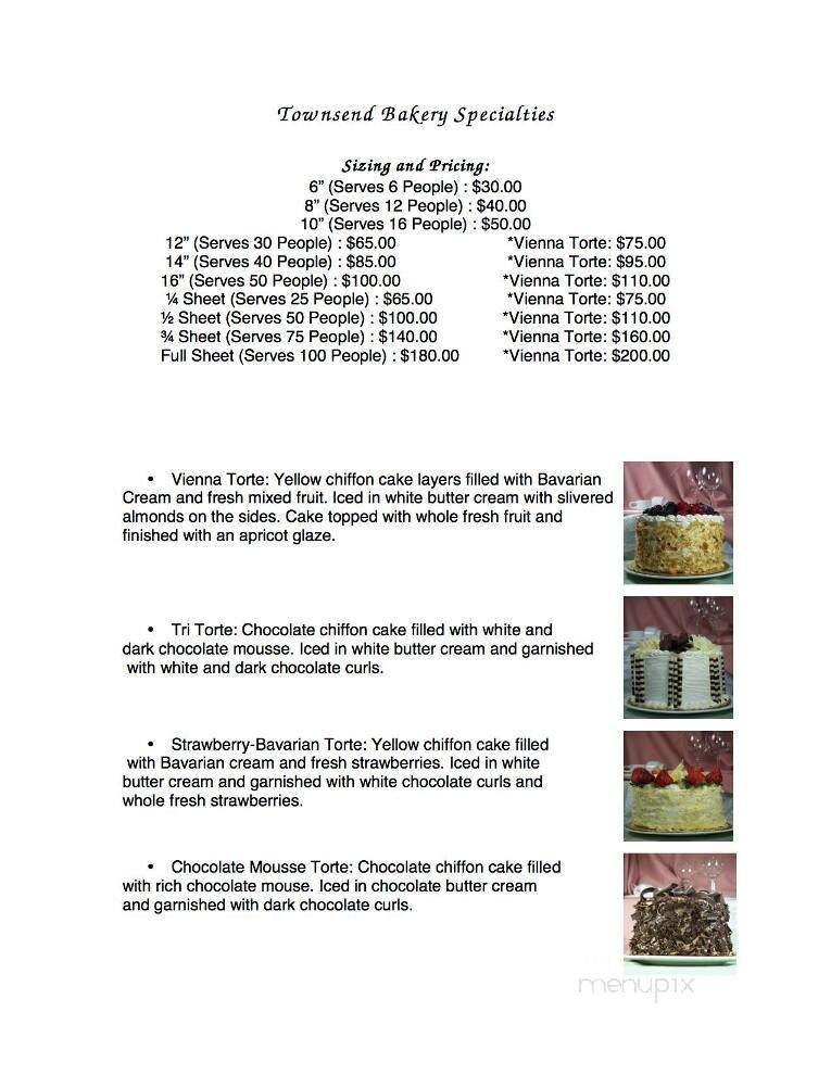 Townsend Bakery - Birmingham, MI menu_pic