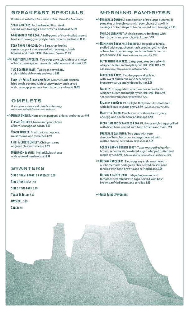 West Winds Restaurant - Green River, UT menu_pic
