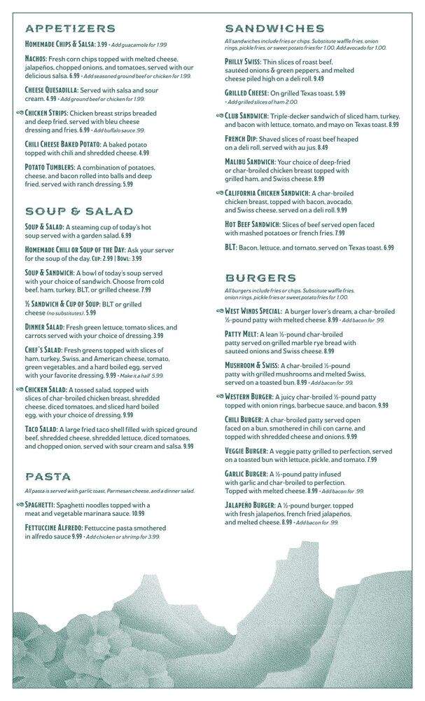 West Winds Restaurant - Green River, UT menu_pic
