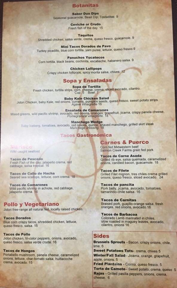 Sabor Cocina Mexicana - Valencia, CA menu_pic