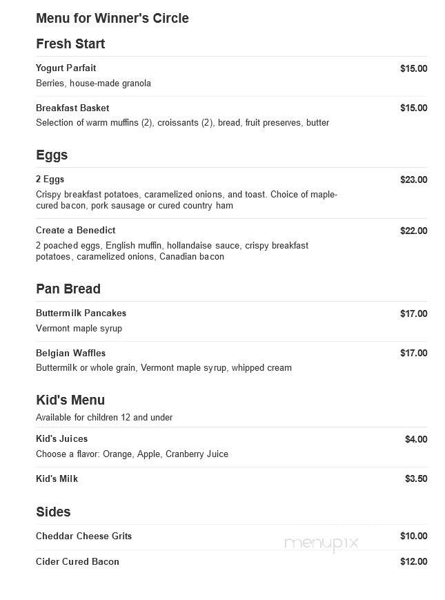 Winner's Circle - Hanover, PA menu_pic