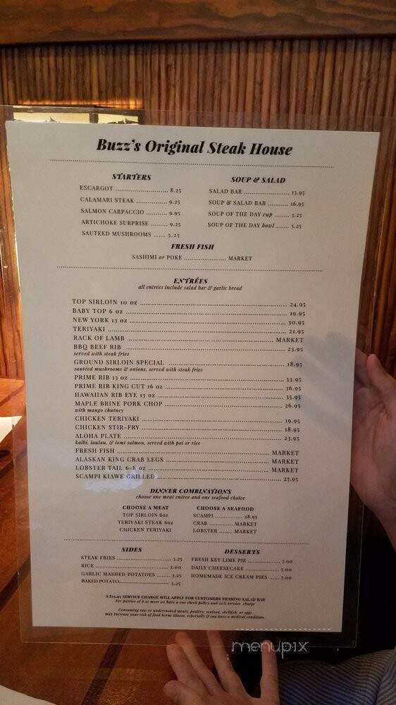 Buzz's Original Steakhouse - Pearl City, HI menu_pic