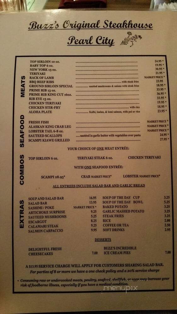 Buzz's Original Steakhouse - Pearl City, HI menu_pic