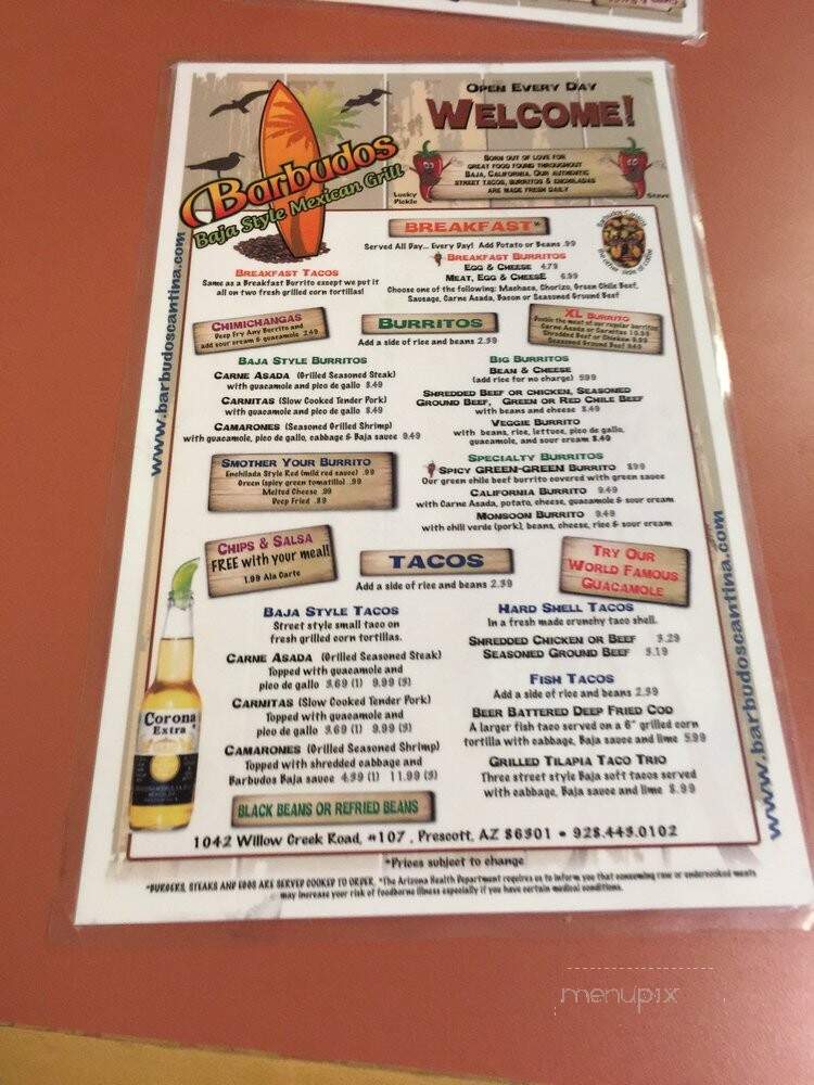 Barbudo's Burrito Co - Prescott, AZ menu_pic