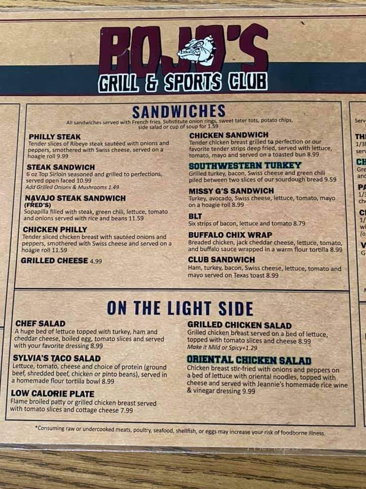 Bo Jo's Grill & Sports Club - Winslow, AZ menu_pic