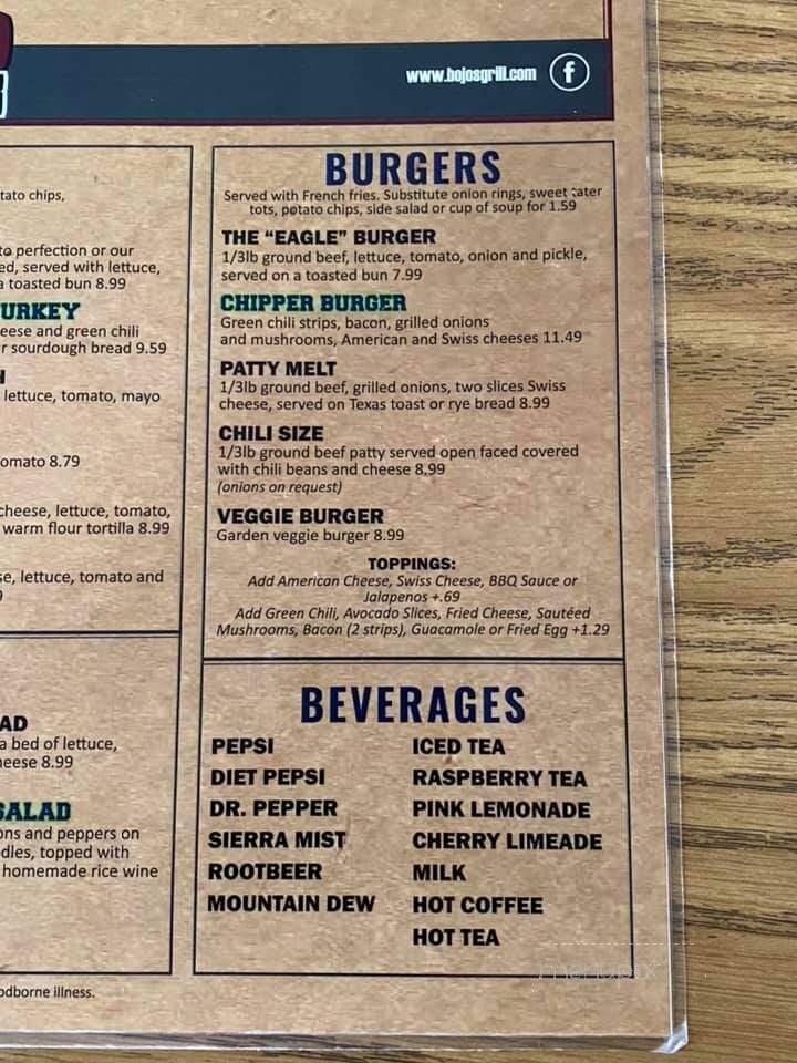 Bo Jo's Grill & Sports Club - Winslow, AZ menu_pic